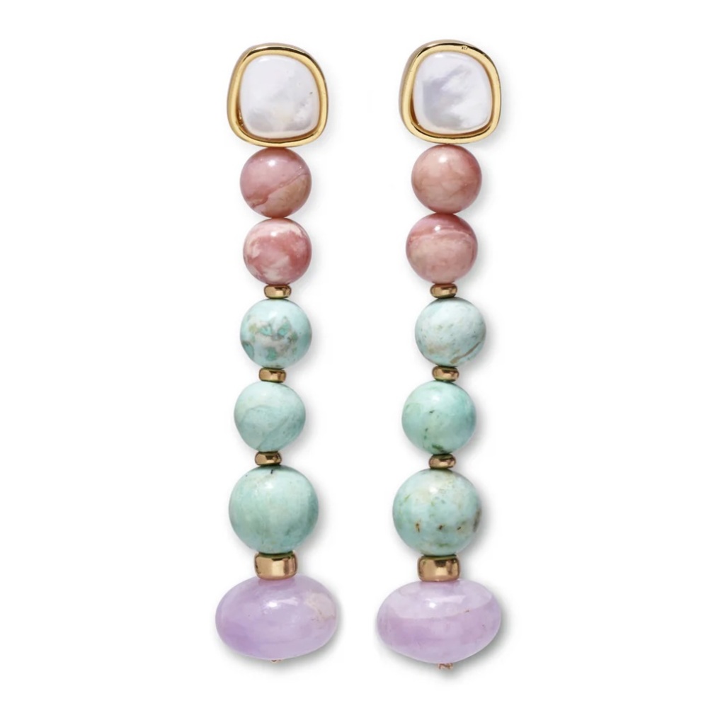 Lizzie Fortunato Costa Nova Earrings Opal Turquoise Kunzite Pink Blue Purple